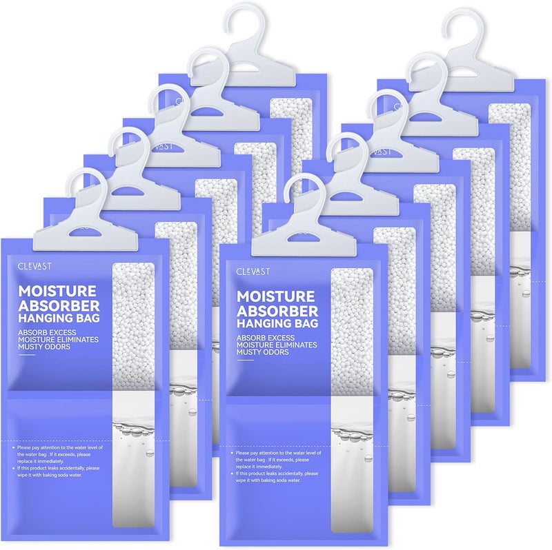 CLEVAST Moisture Absorbers Packets 10 Pack, Dehumidifier Bags for Closet, Unscented Hanging Humidity Absorber in Wardrobes, Bedrooms, Bathrooms(Net Wt. 230g/Pack) - Image 1